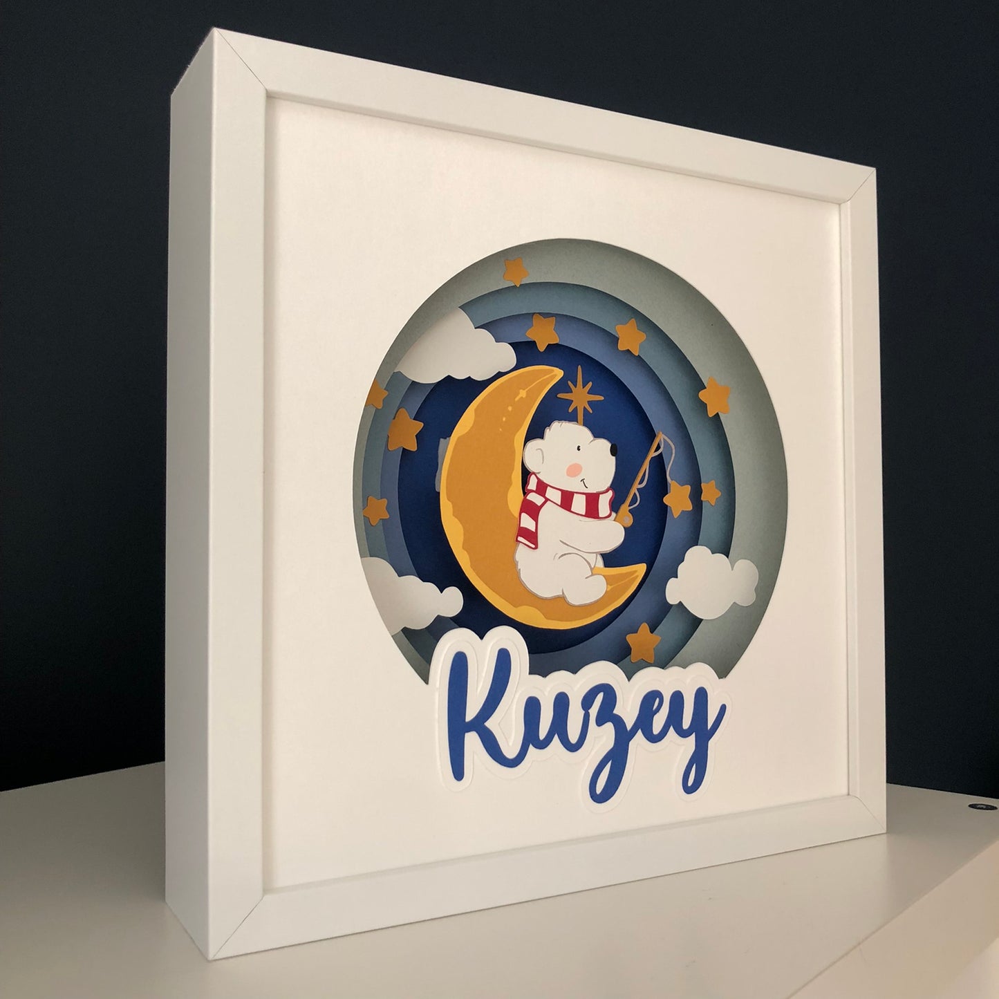 Polar Bear on the moon | Personalized Paper-cut Art