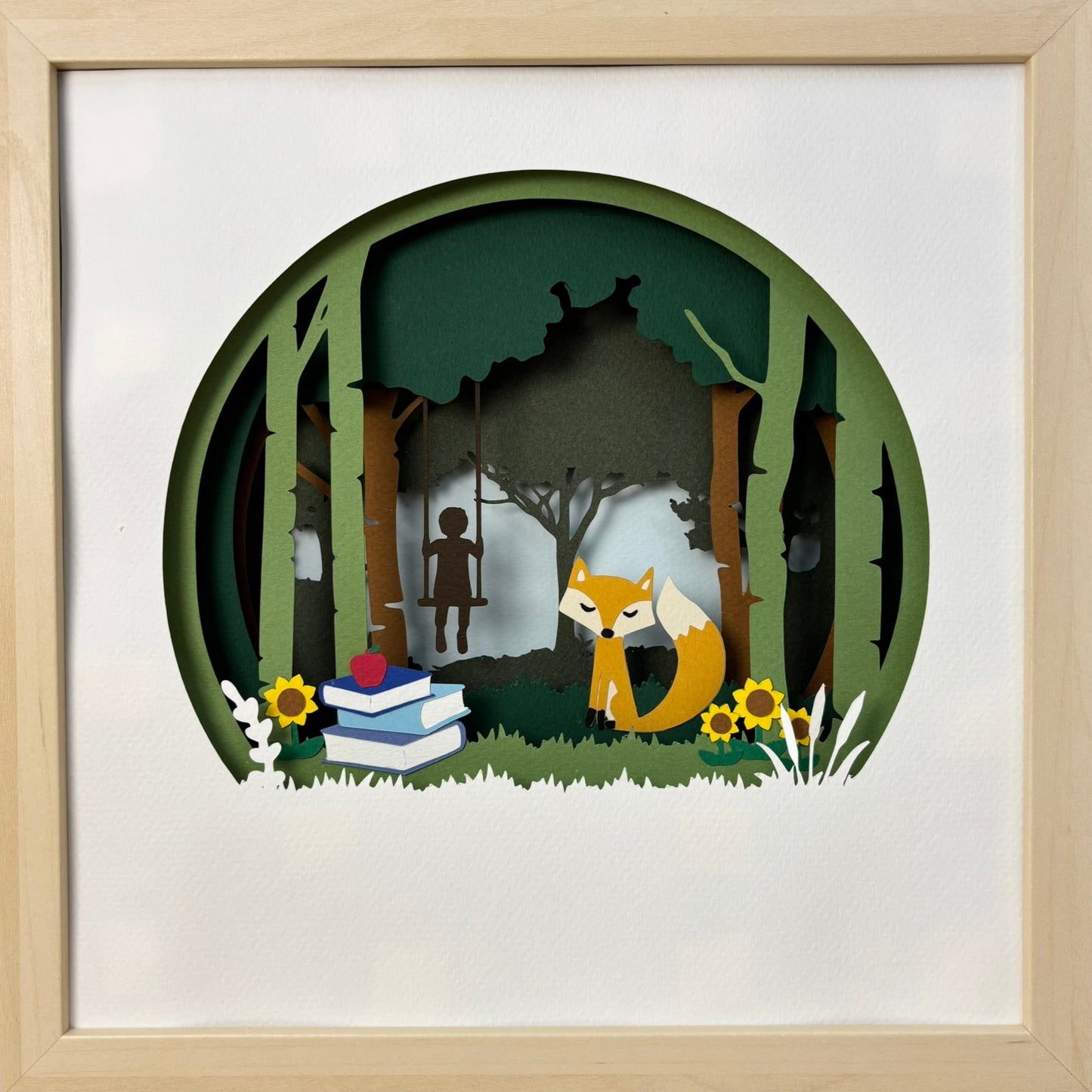 Fox in the forest paper cut art