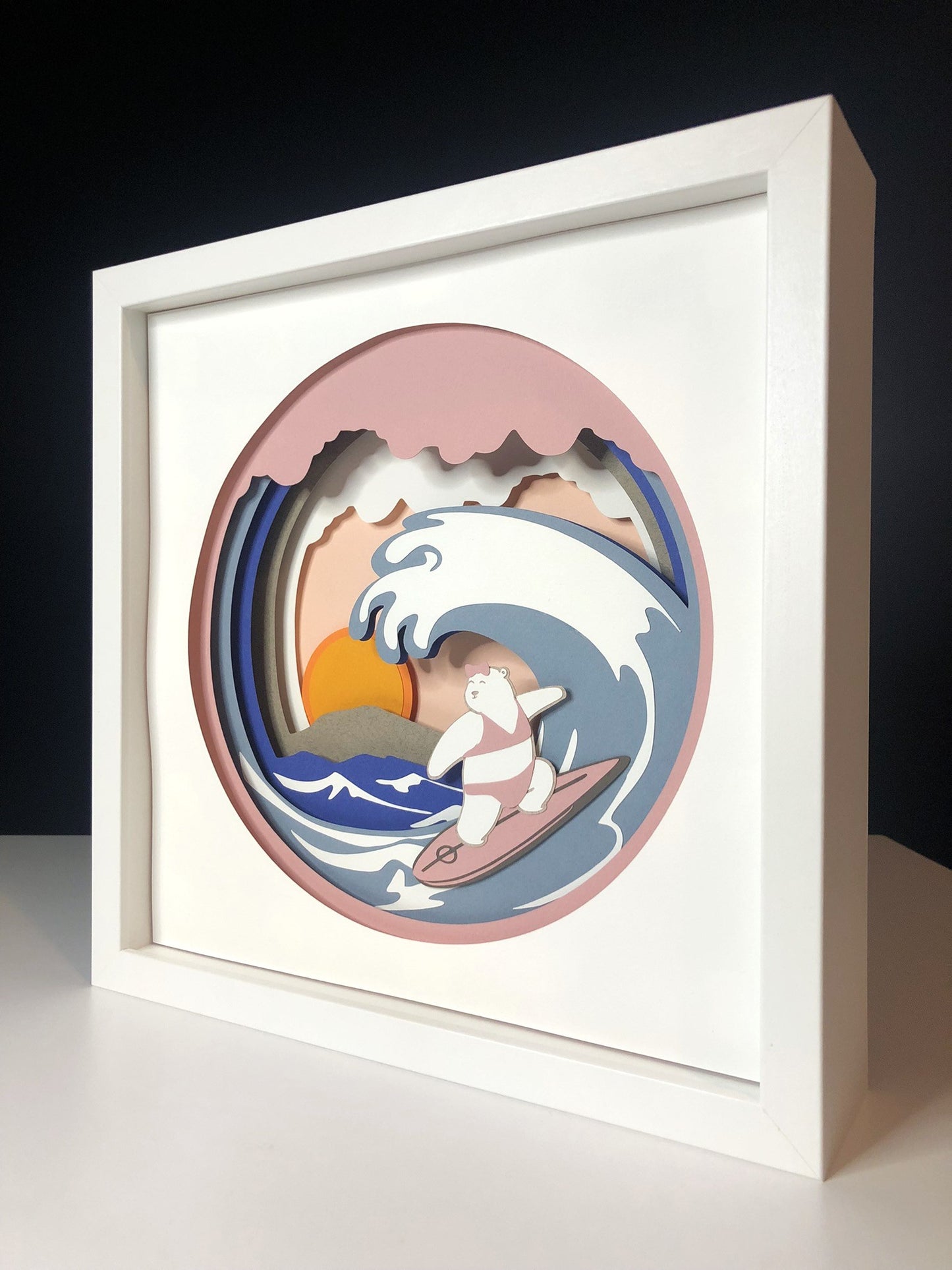 Miss Polar Bear Surfing | Personalized Paper-cut Art