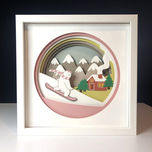 Miss Polar Bear Skiing | Personalized Paper-cut Art