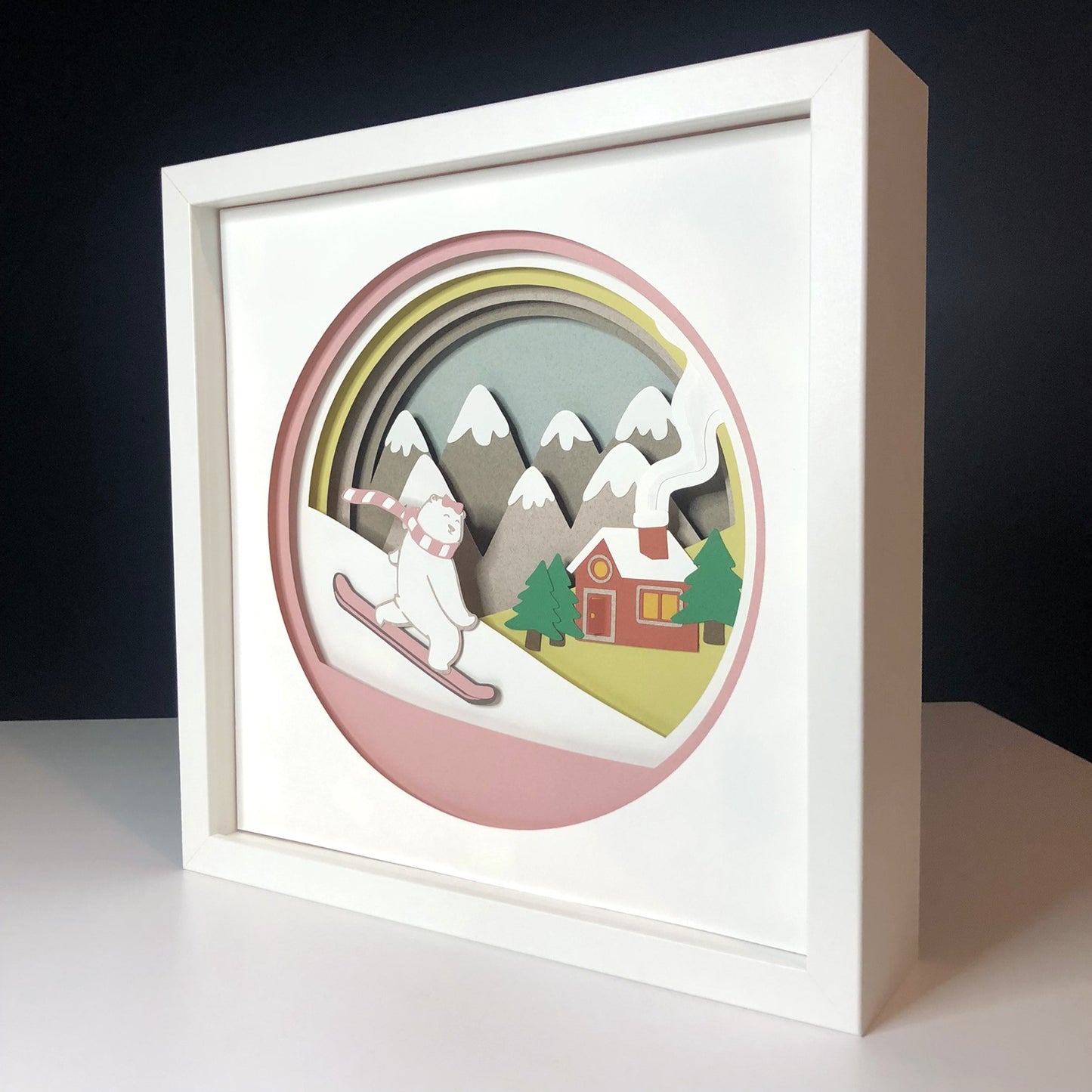 Miss Polar Bear Skiing | Personalized Paper-cut Art