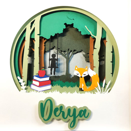 Fox in the forest | Personalised Paper-cut Art