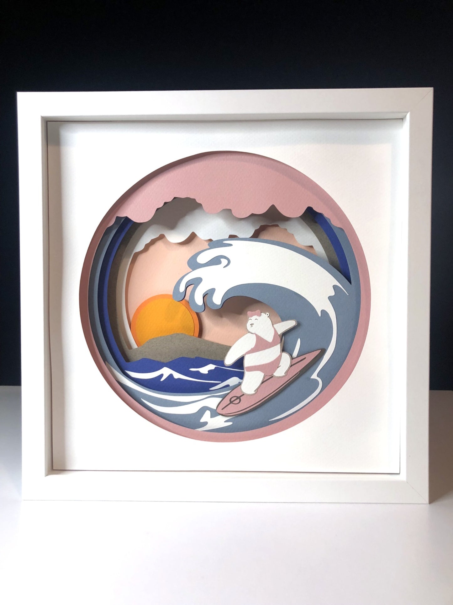 Miss Polar Bear Surfing | Personalized Paper-cut Art