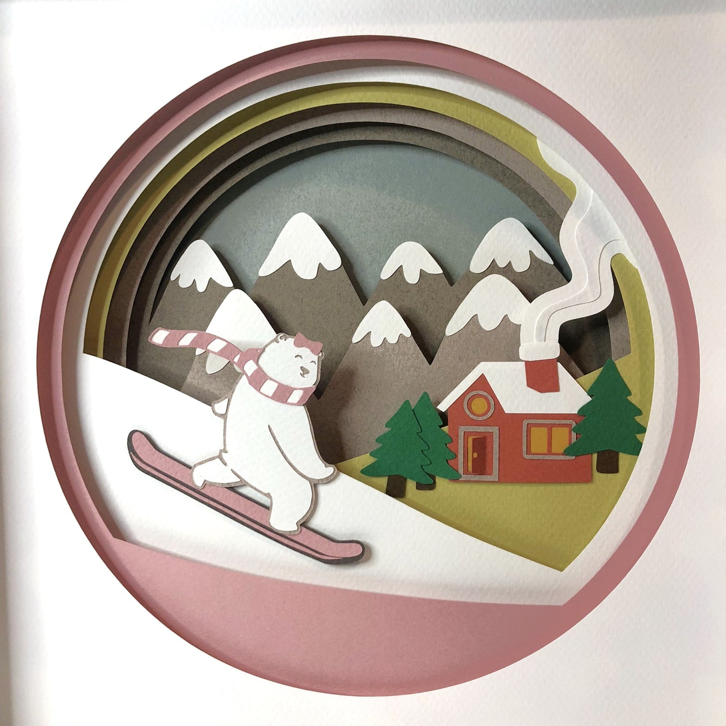 Miss Polar Bear Skiing | Personalized Paper-cut Art