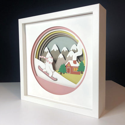 Miss Polar Bear Skiing | Personalized Paper-cut Art